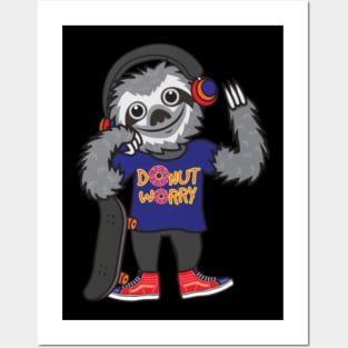 Sloth Donut Worry Posters and Art